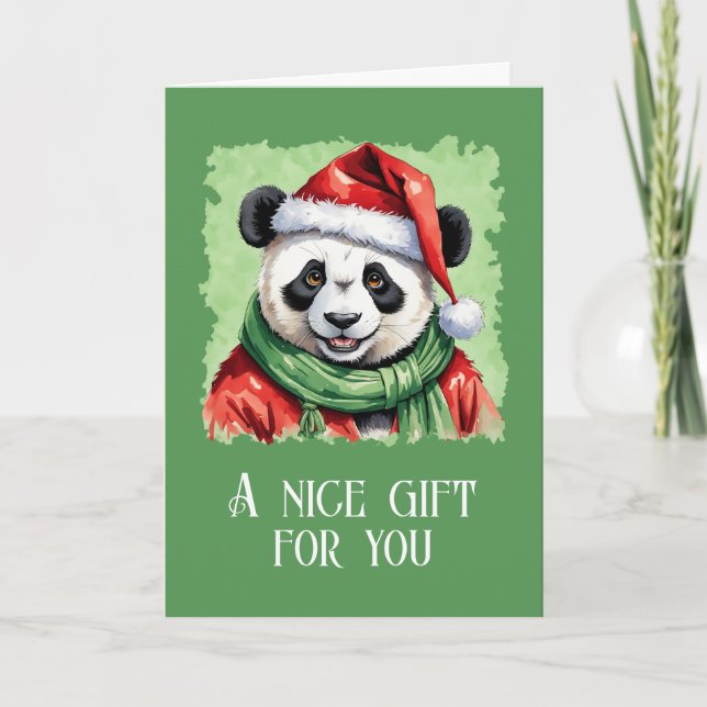 Cartão Favoritos Engraçados de Natal Animal - Panda 1 (Frente)