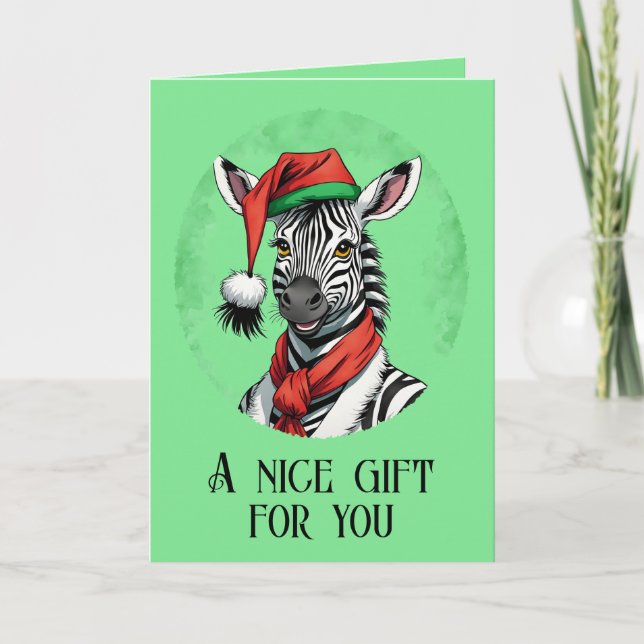 Cartão Favoritos Engraçados de Natal Animal - Zebra 1 (Frente)