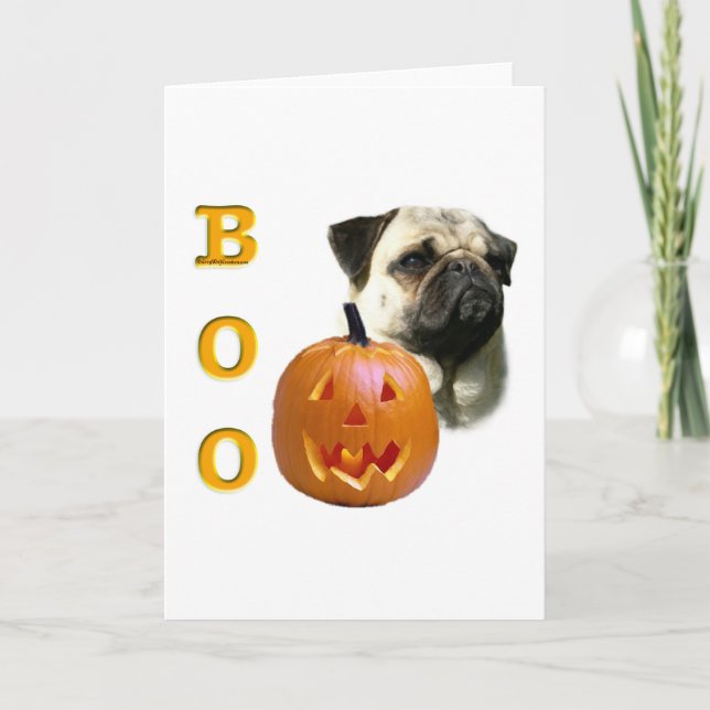 Cartão Fawn Coated Pug Boo (Frente)