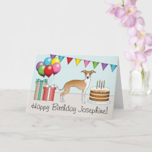 Cartão Fawn e Branco Italiano Greyhound Aniversário Color