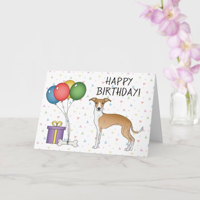 Cartão Fawn E Galgo Branco Italiano - Feliz Aniversário (Orquídea)