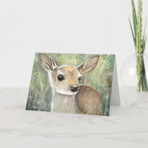 Cartão Fawn Watercolor Wildlife Art