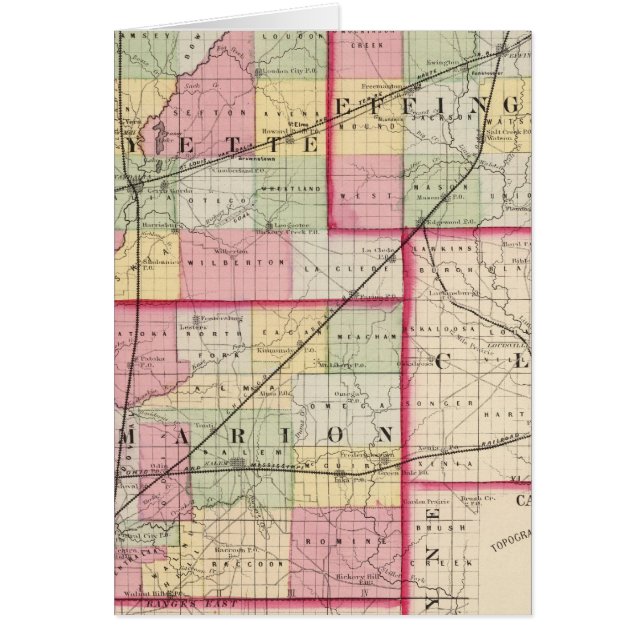 Cartão Fayette, Effingham, Marion, condados (Frente)