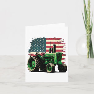 Cartão Fazenda Agrícola Trator Usa Flag Trator American