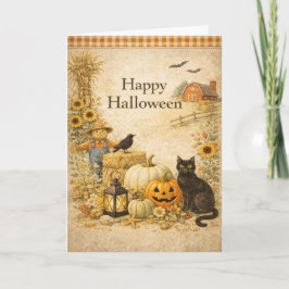 Cartão Fazenda Celeiro Vermelho Halloween