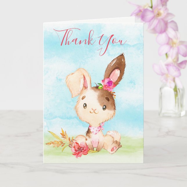 Cartão Fazenda Coelhinha Da Watercolor Girl Obrigado (Orquídea)