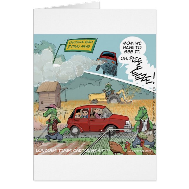 Cartão Fazenda Crocodilo Engraçado (Frente)