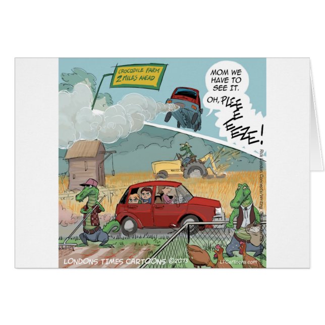 Cartão Fazenda Crocodilo Engraçado (Frente Horizontal)