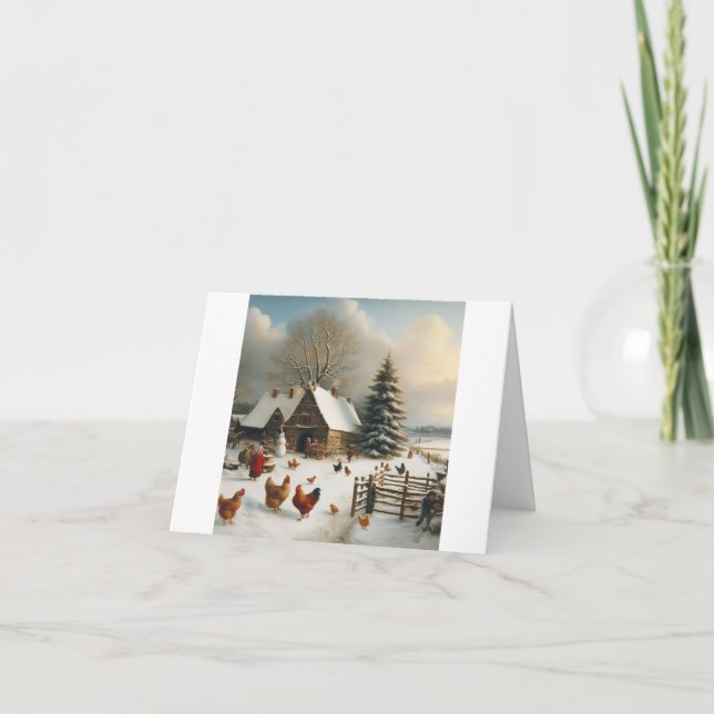 Cartão Fazenda de frango Natal (Frente)