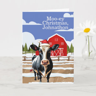 Cartão Fazenda de Natal Mooey Vaca Personalizada