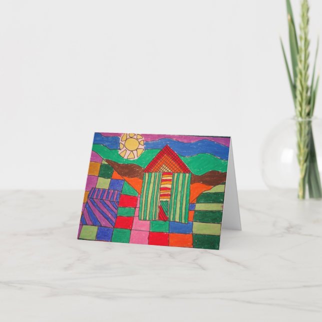 Cartão "Fazenda de retalhos" (Pastas de óleo e Caneta) (Frente)