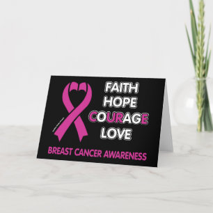 Cartão Fé Esperança Coragem Amor... Cancer De Mama