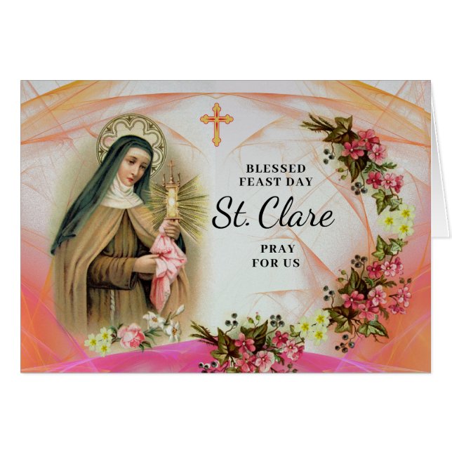 Cartão Feast Day of Saint Clare Franciscan Aura (Frente Horizontal)