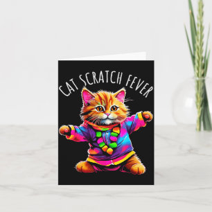 Cartão Febre de Arranhão de Gato Engraçado Fofo Colorido 