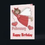 Cartão February Birthday Angel<br><div class="desc">Sweet little Angel Birthday cards are easily customized with your own words. Cute Birthday Cards for Kids.</div>