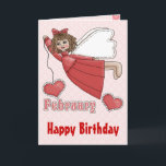 Cartão February Birthday Angel<br><div class="desc">Sweet little Angel Birthday cards are easily customized with your own words. Cute Birthday Cards for Kids.</div>
