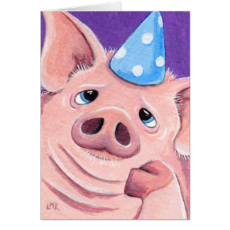 Cartão Fed acima do porco que veste uma ilustração do