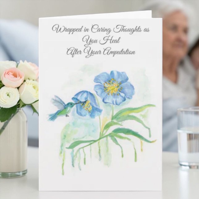 Cartão Feel Better From Amputation Poppy, Hummingbird (Criador carregado)