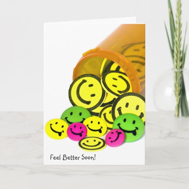 Cartão Feel Better Soon Happy Face Pills (Frente)