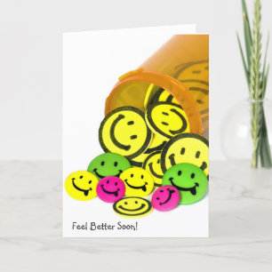 Cartão Feel Better Soon Happy Face Pills