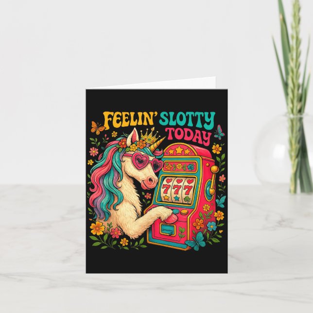Cartão Feelin Slotty Today Unicorn Lucky Gambling Slot Ma (Frente)