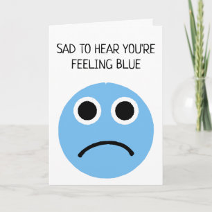 Cartão Feeling Sad Blue Frowning Face Emoji Card