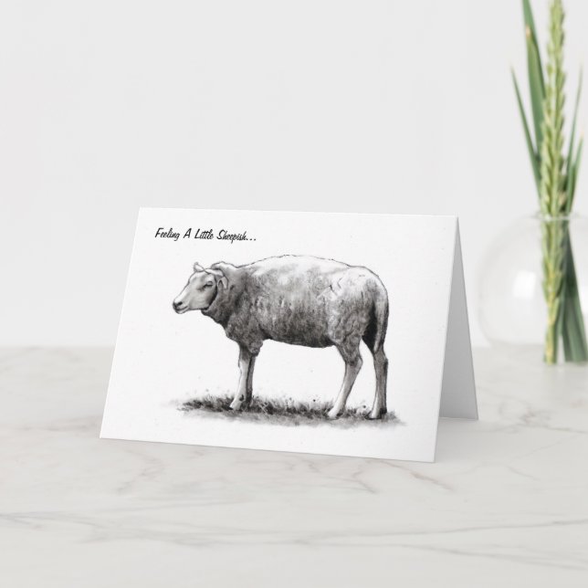 Cartão Feeling Sheepish: Sheep in Pencil: Apology Card (Frente)