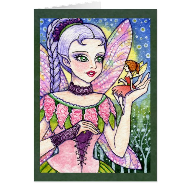 Cartão feericamente da fantasia da flor de (Frente)