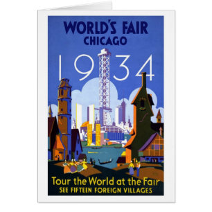 Cartão Feira Mundial de Chicago Vintage, 1934