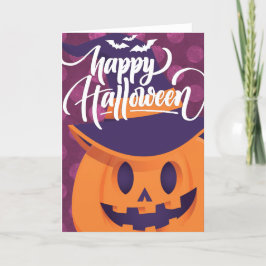 Cartão Feiticeira de abóbora feliz Halloween
