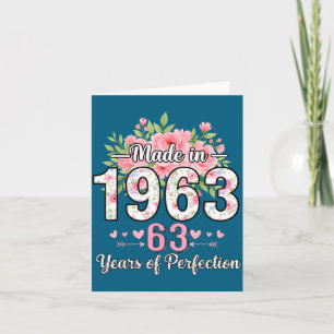 Cartão Feito Em 1963 Floral 63º Aniversário Mulheres 63 A