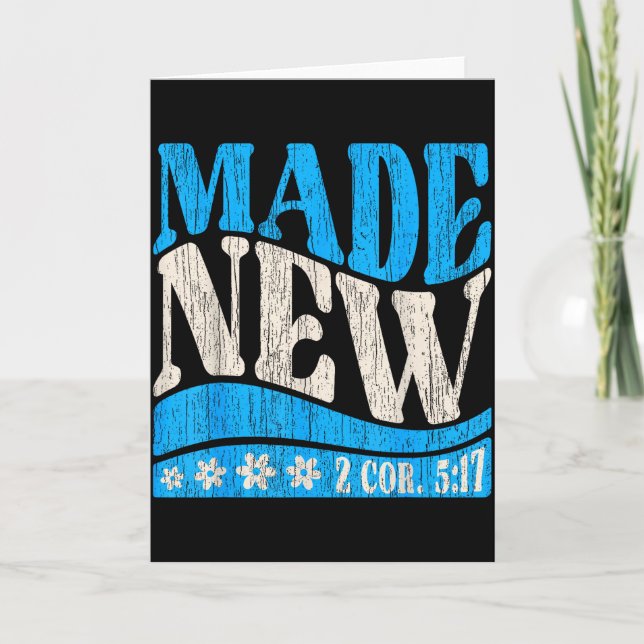 Cartão Feito Novo Batismo Cristão 2 Cor 5_17 Menino Batiz (Frente)