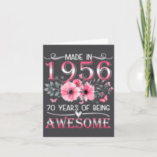 Cartão Feitos Anos 1956 Floral 70º Aniversário 70