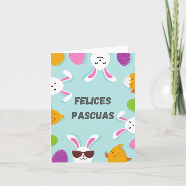 Cartão Felices Pascuas, Felz pascoa espanhol (Frente)