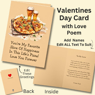 Cartão Felicidade da Fatia Favorita com Poema de Amor no