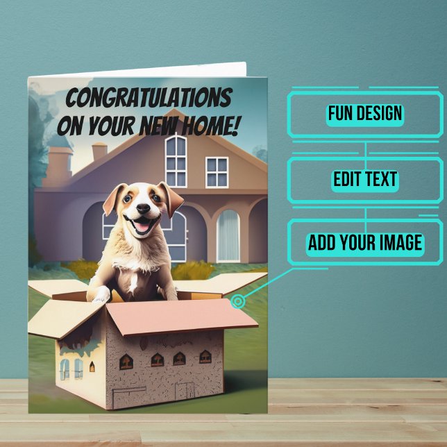 Cartão Felicidade é desempacotar novos Parabéns doméstico (Use this card to wish new homeowners congratulations in a unique and personalized way. )