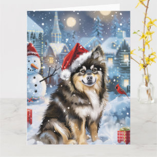 Cartão Felicidade natalícia finlandesa Lapphund Winter Wo