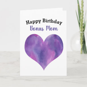 Cartão Felicidades de Aniversário Bônus Mãe Coração Roxo 