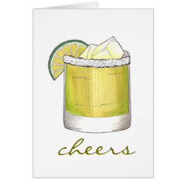 Cartão Felicidades! Margarita Cocktail Cocktails com Limã