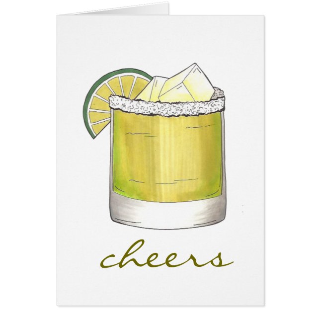 Cartão Felicidades! Margarita Cocktail Cocktails com Limã (Frente)