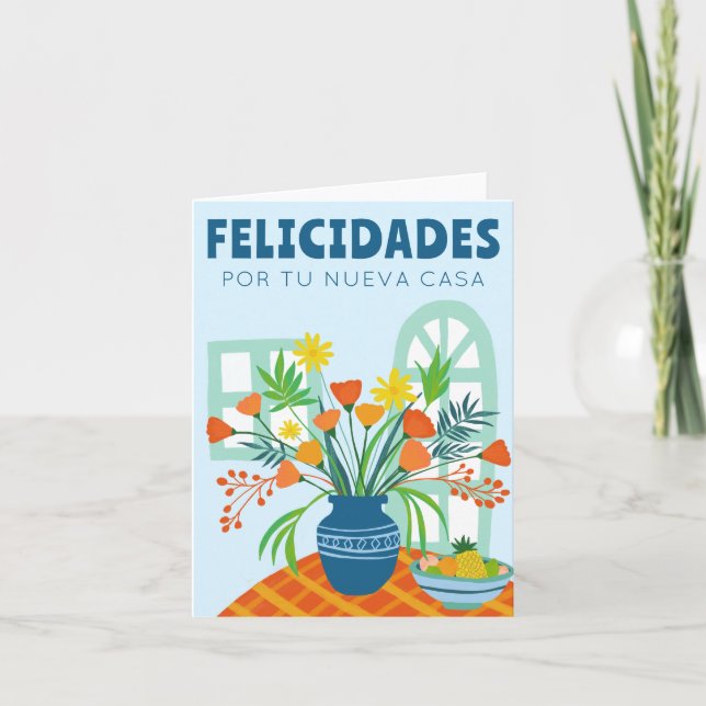 Cartão FELICIDADES PARABÉNS NOVA Vase FLOR DOMICIAL (Frente)