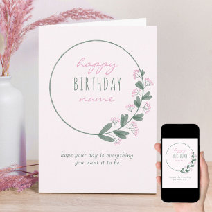 Cartão Felicidades Simples Personalizadas Flor Silvestre 