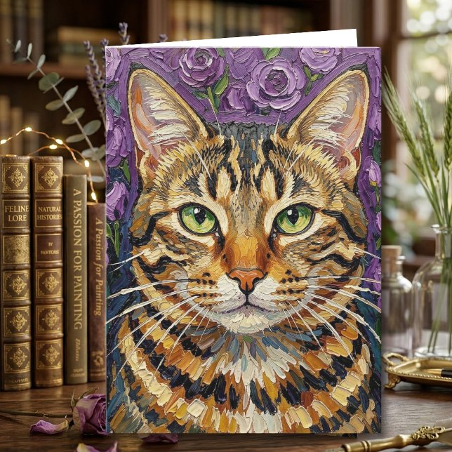 Cartão Feline and Floral | Happy Birthday (Criador carregado)