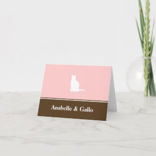 Cartão Feline cat pet pink name custom note card blank
