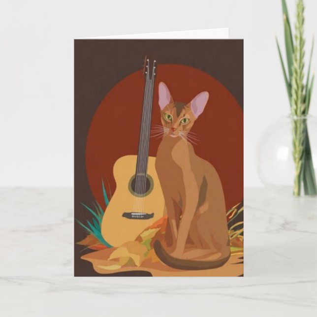 Cartão Feline & Folk Music Greeting Card (Frente)
