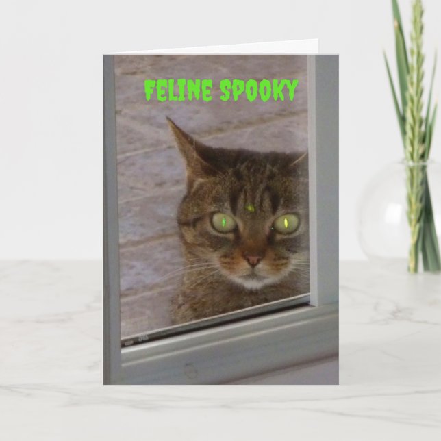 Cartão Feline Spooky Cat Halloween (Frente)