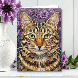 Cartão Felino e Floral | Feliz Aniversário Irmã