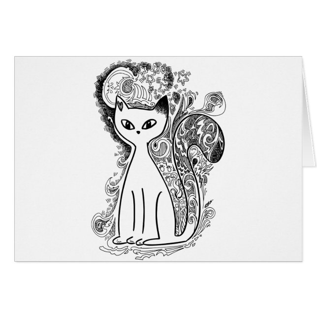 Cartão Felinos florais engraçados (Frente Horizontal)