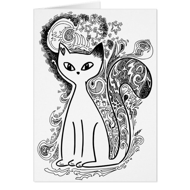 Cartão Felinos florais engraçados (Frente)