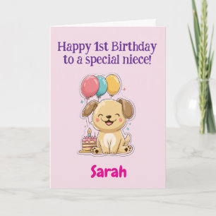 Cartão Feliz 1º Aniversário a uma Sobrinha Especial, Cach